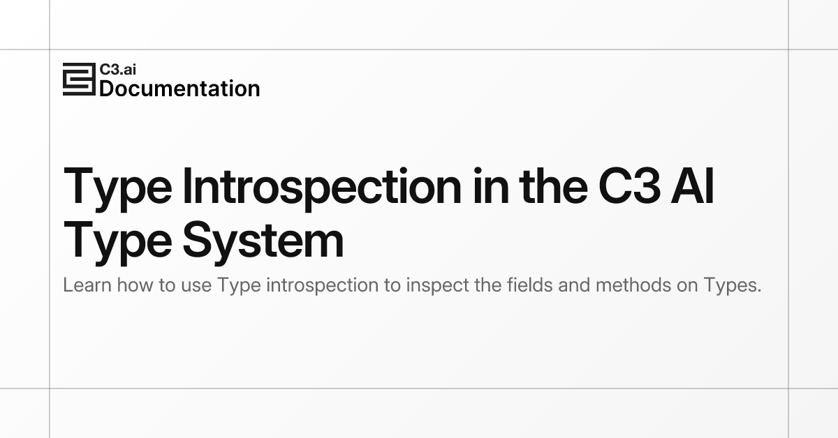 Type Introspection in the C3 AI Type System | C3 AI Documentation