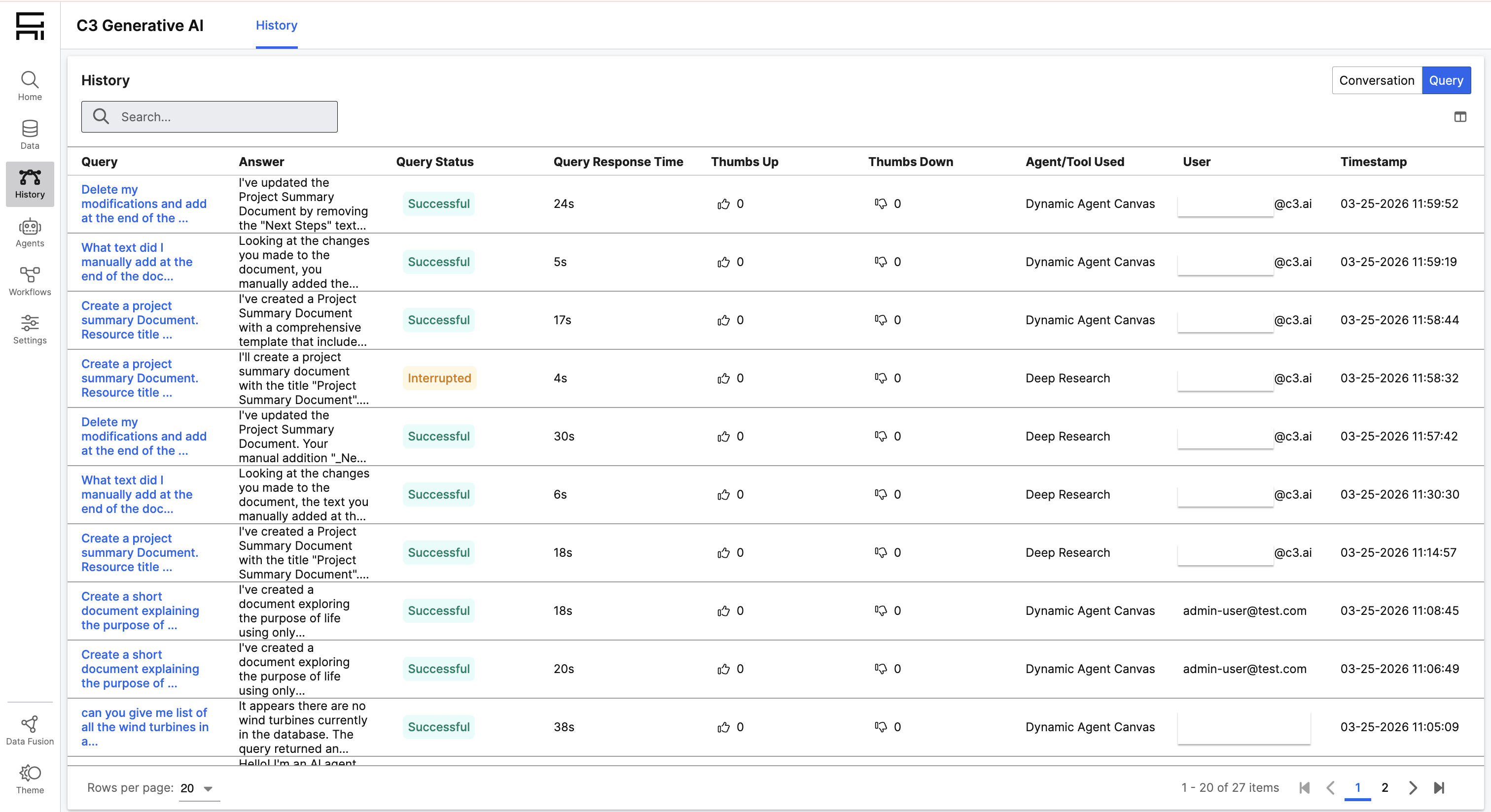 Engine log ux