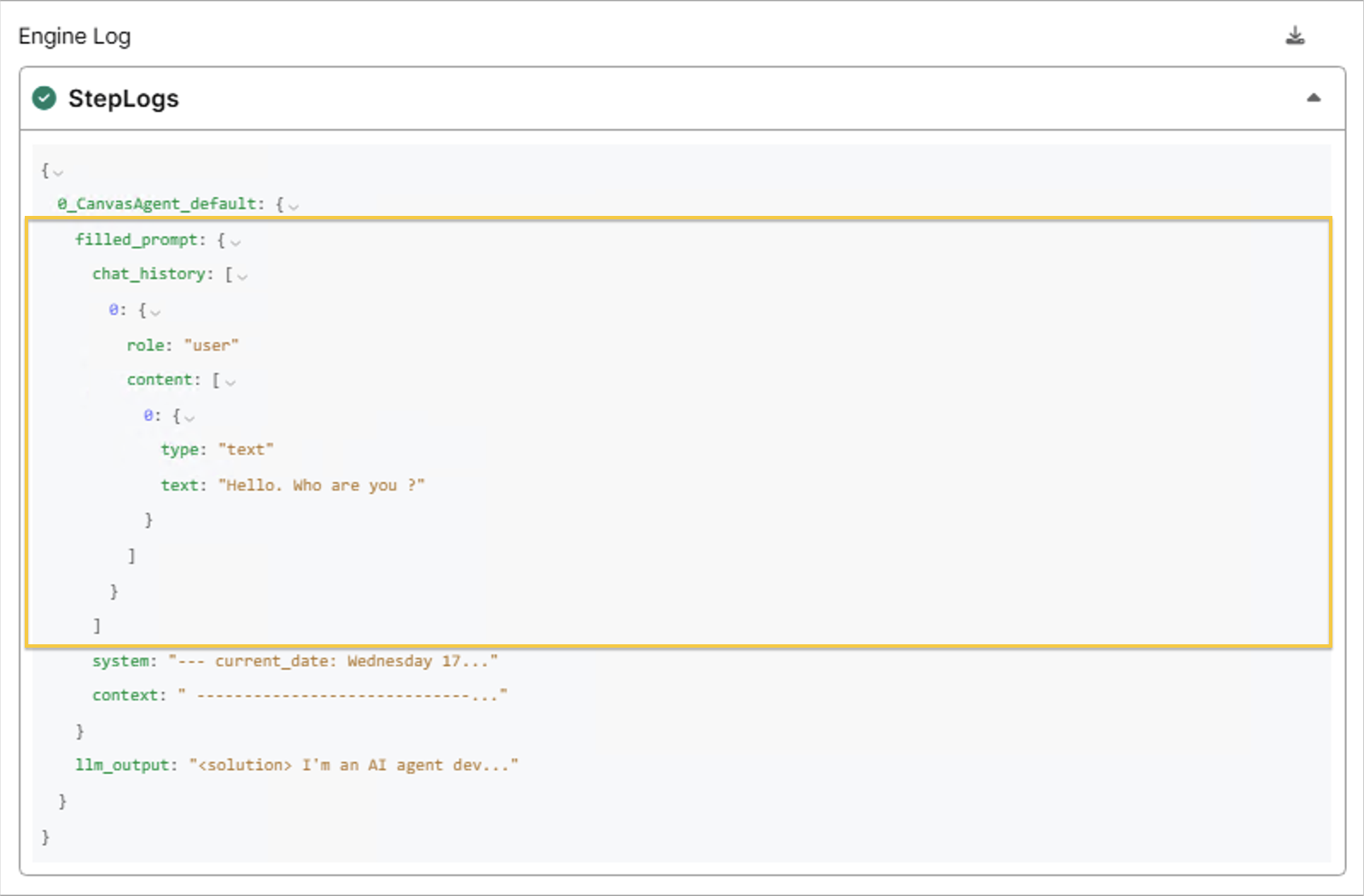 Dynamic Chat History Step Logs