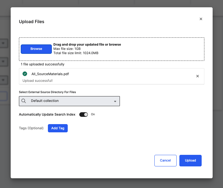 Upload Settings