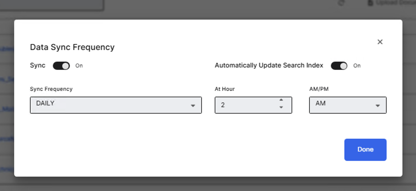 Setting up sync schedule
