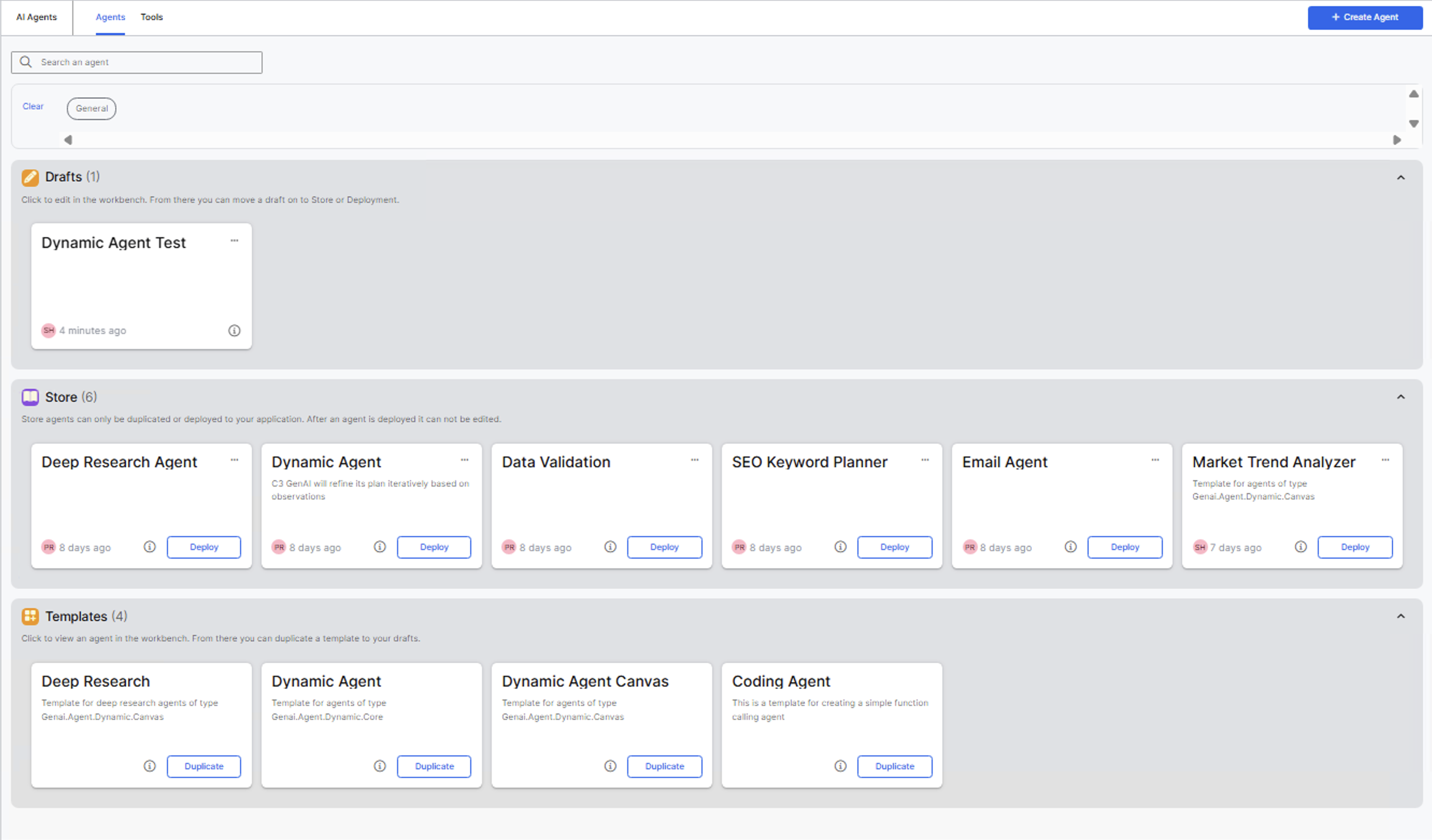 Agent Gallery Interface