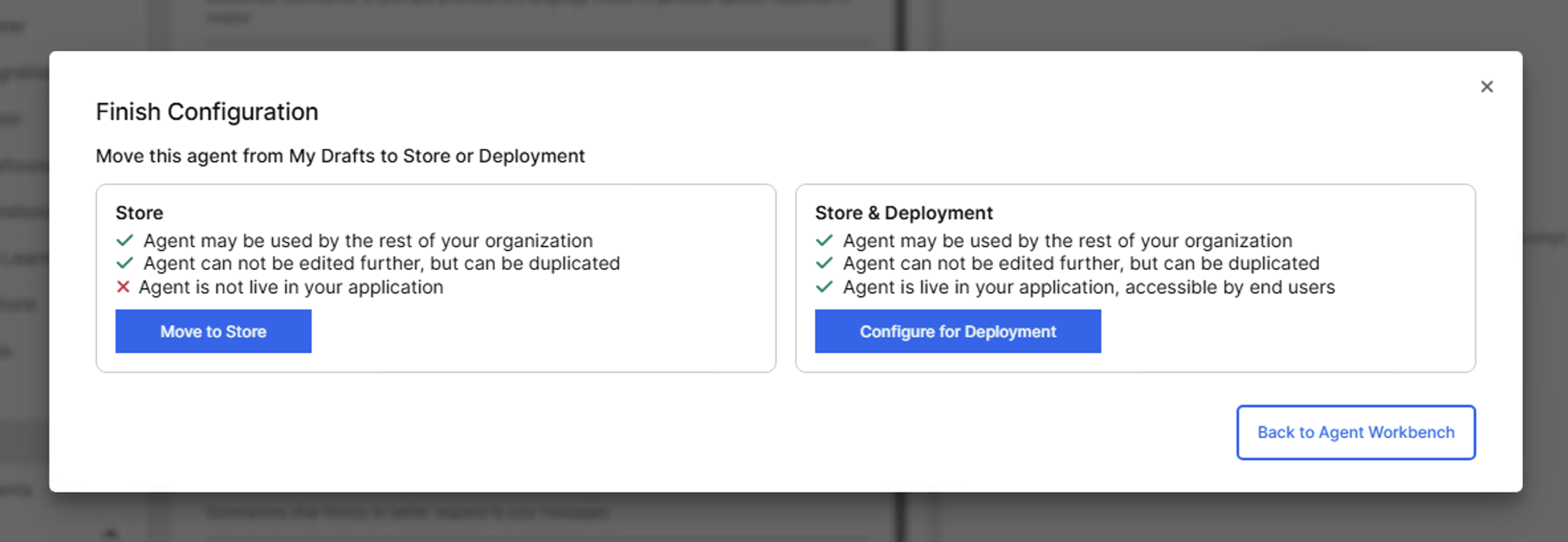 Deployment modal