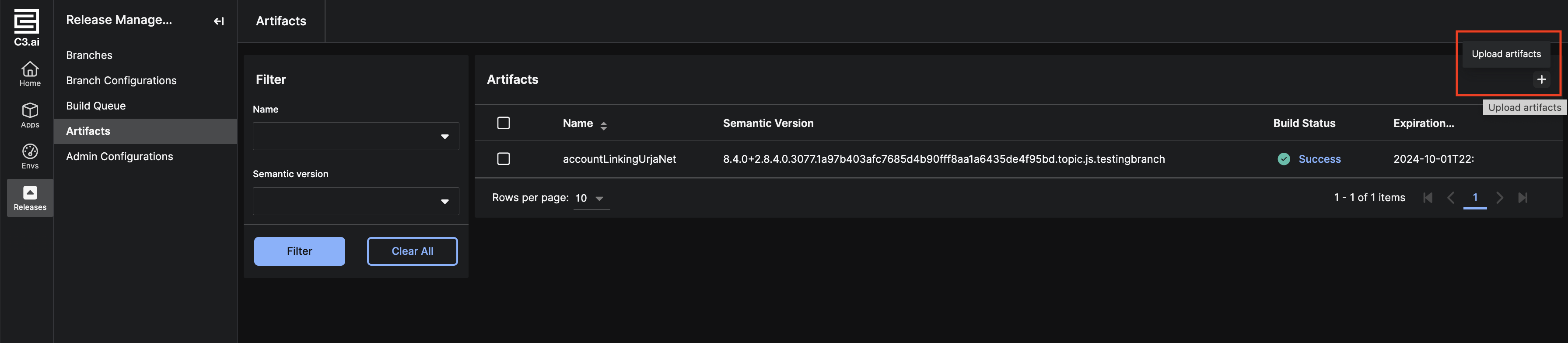 Click to upload artifacts