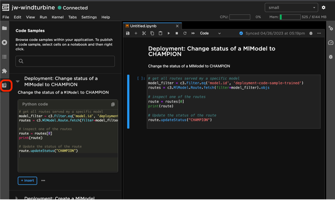 C3 AI Managed JupyterLab Service — Code sample extension