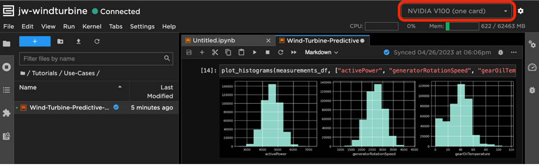 C3 AI Managed JupyterLab Service — Example of JupyterLab running on GPU instances