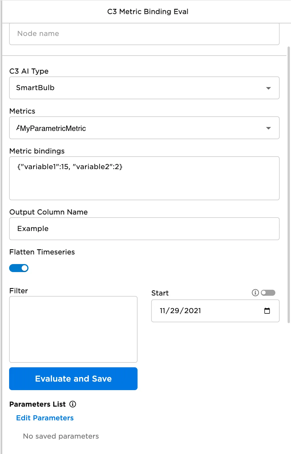 Example metric binding config