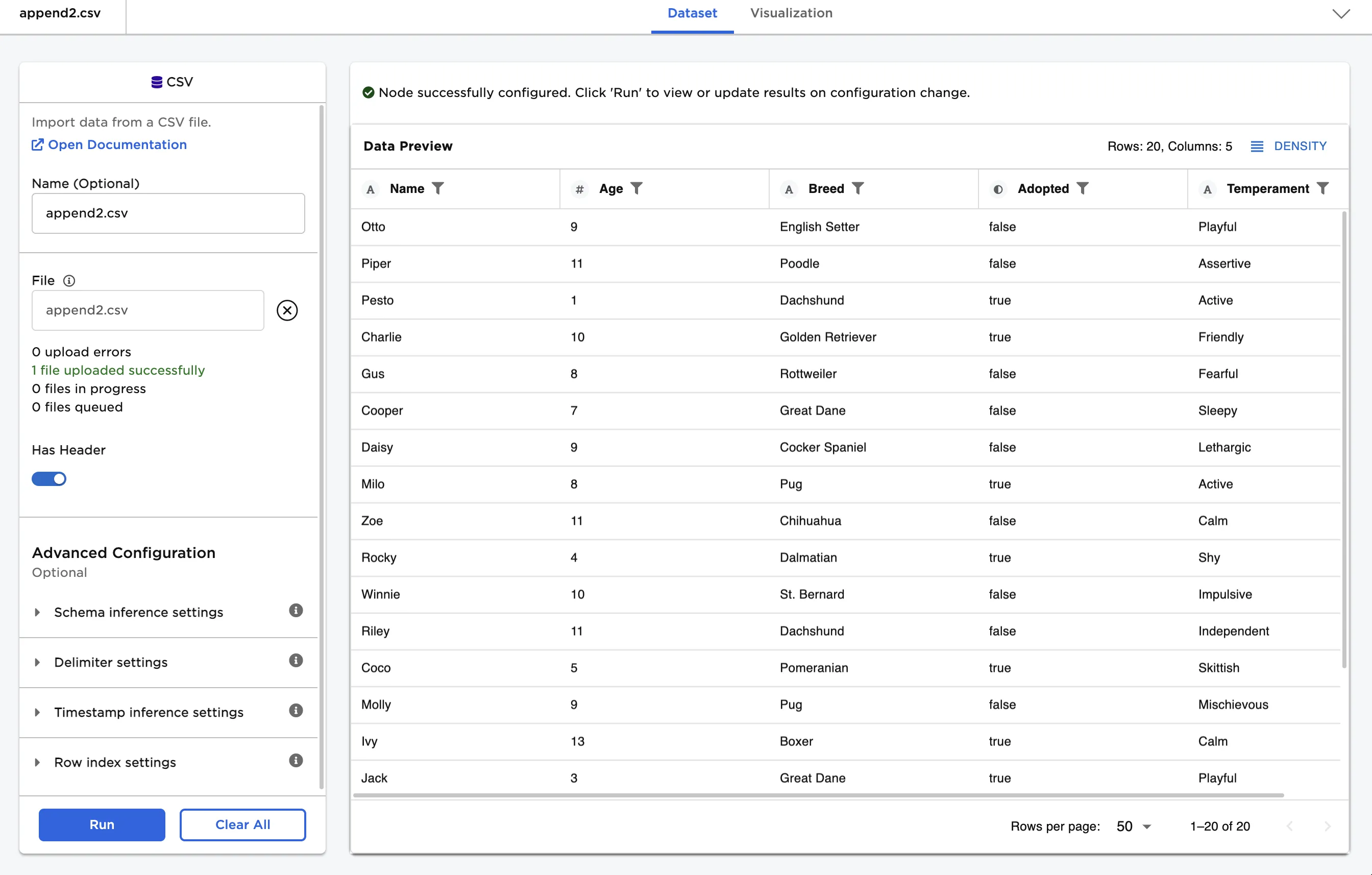 Example input data
