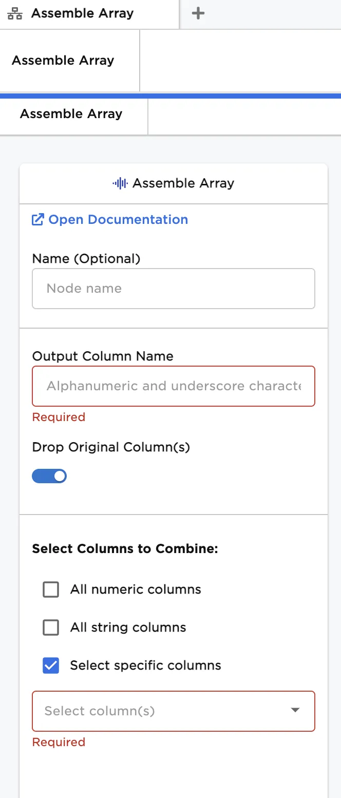 Configuration sidebar