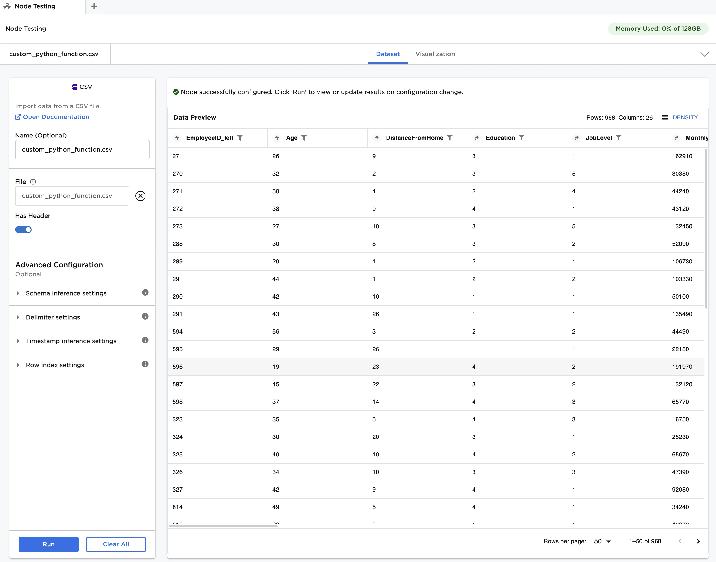 Example input data