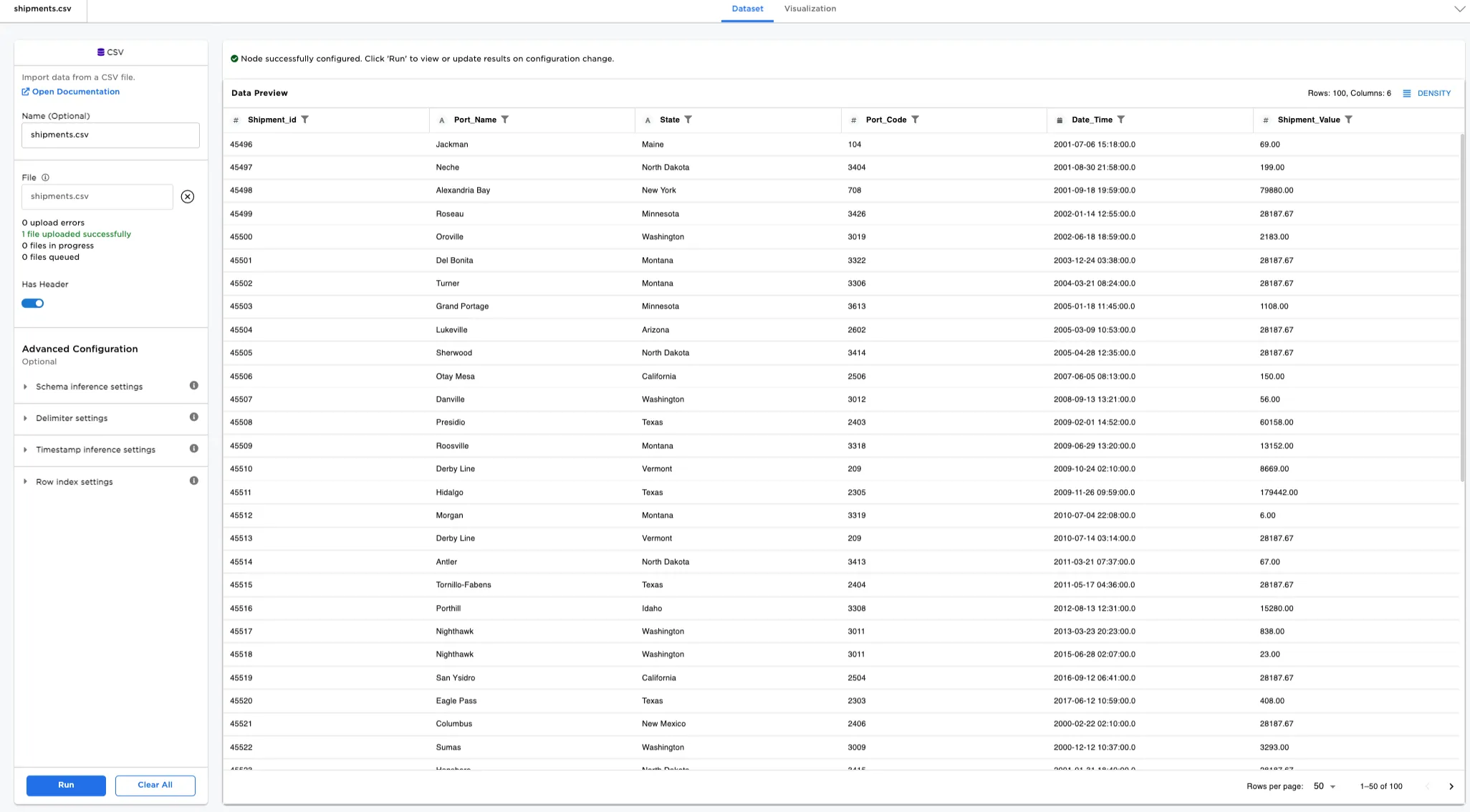 Example source data file