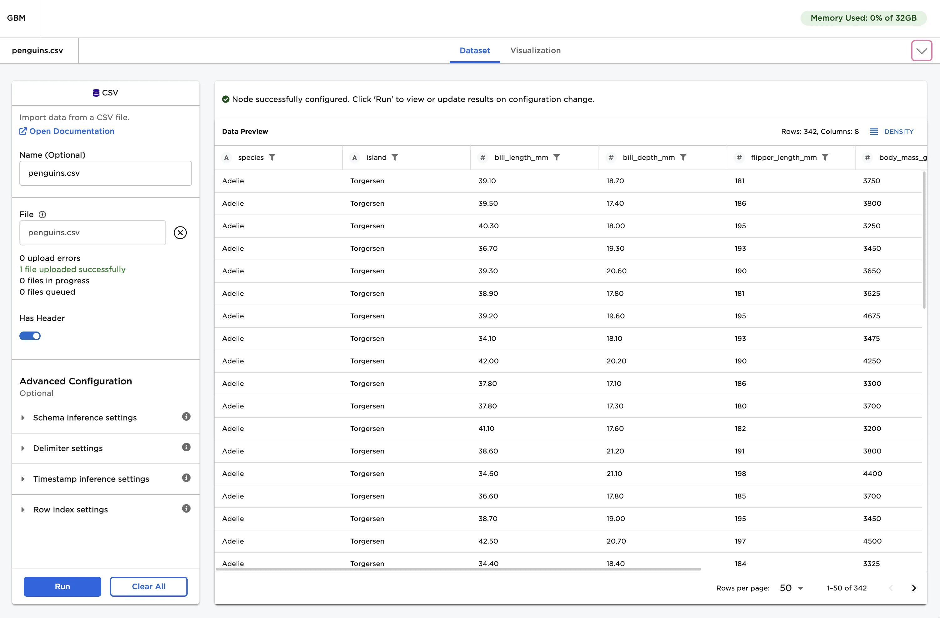 Example input data