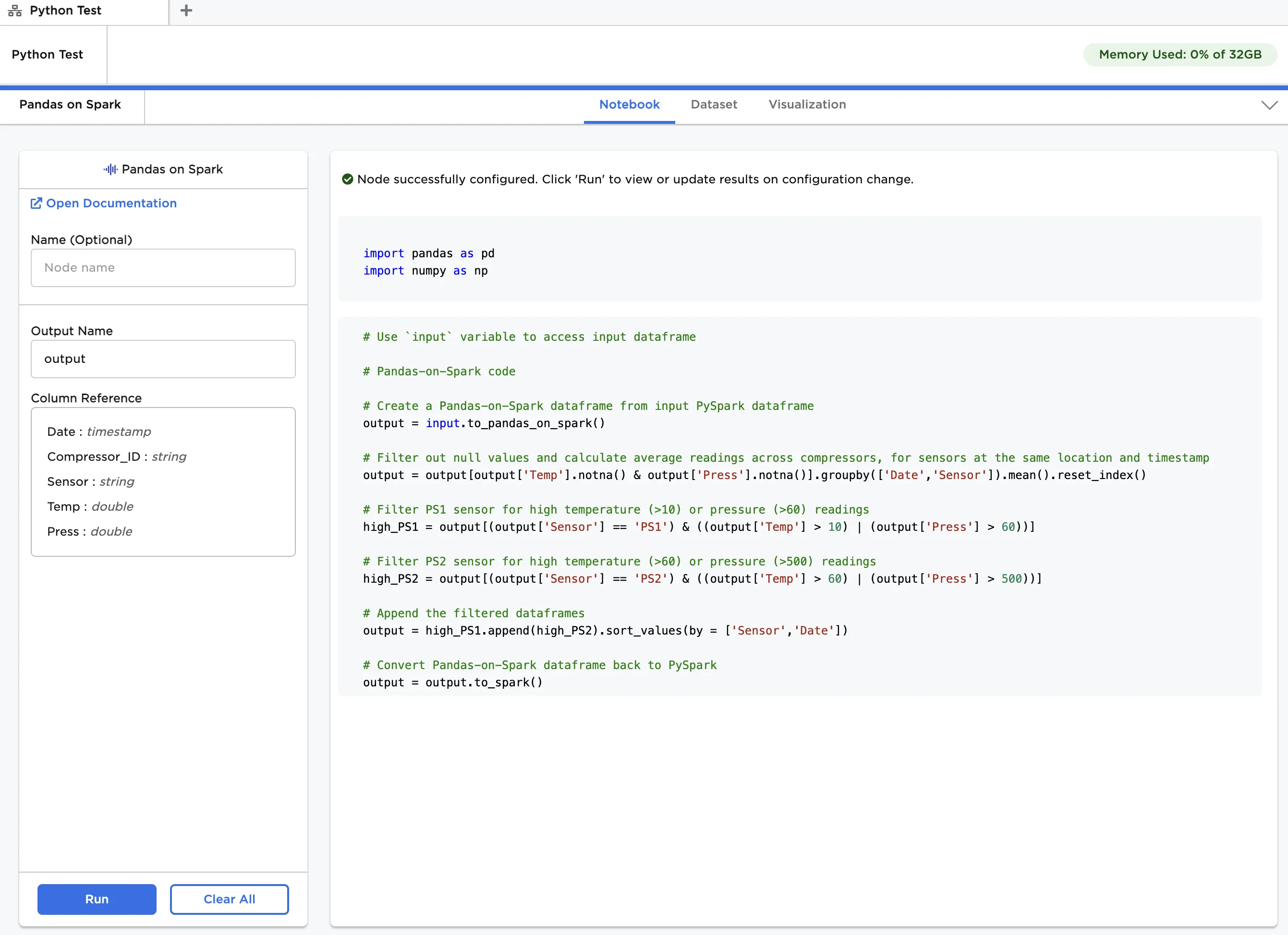 Example notebook using Pandas-on-Spark API