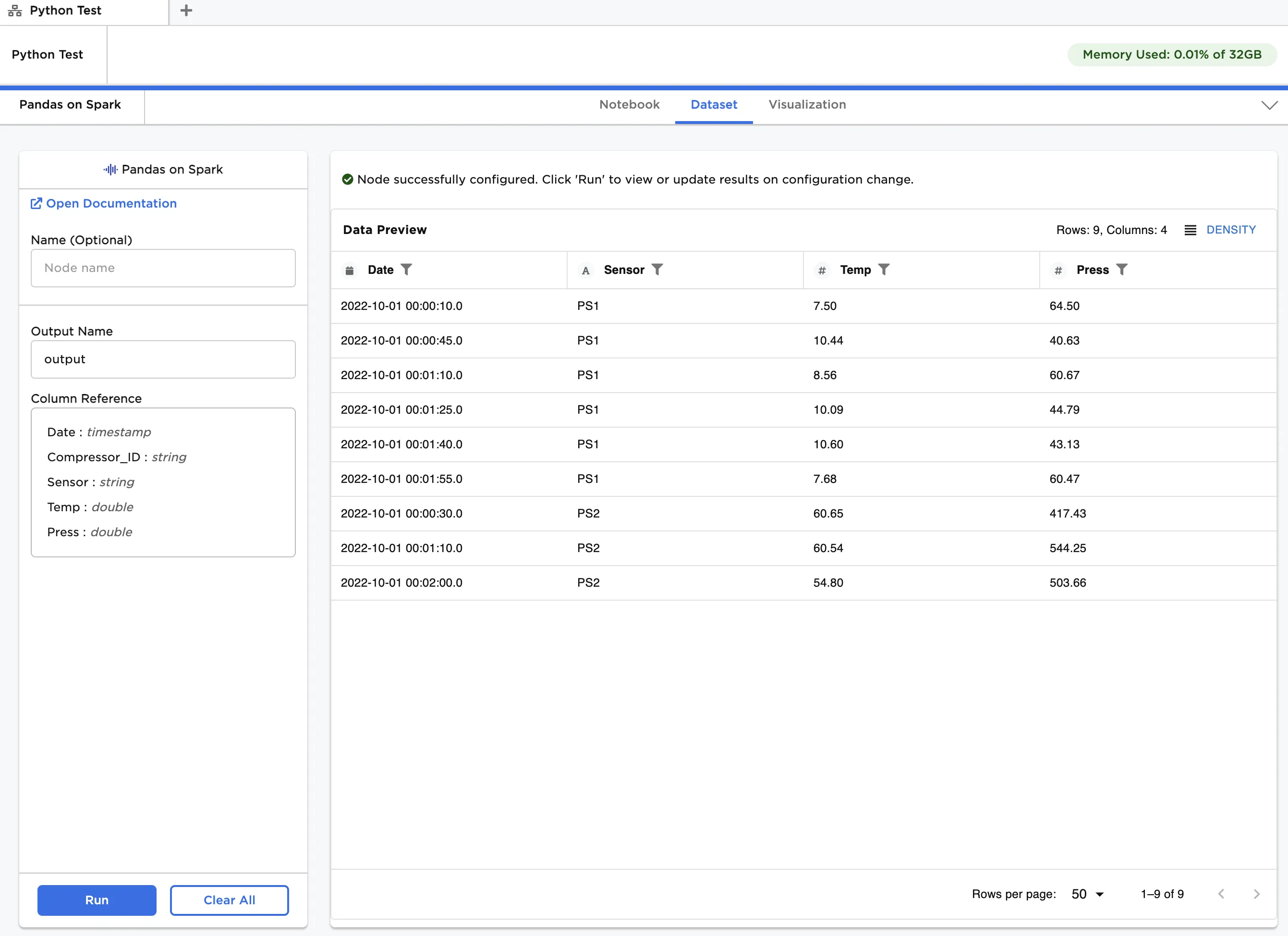 Dataframe output using Pandas-on-Spark API or PySpark API