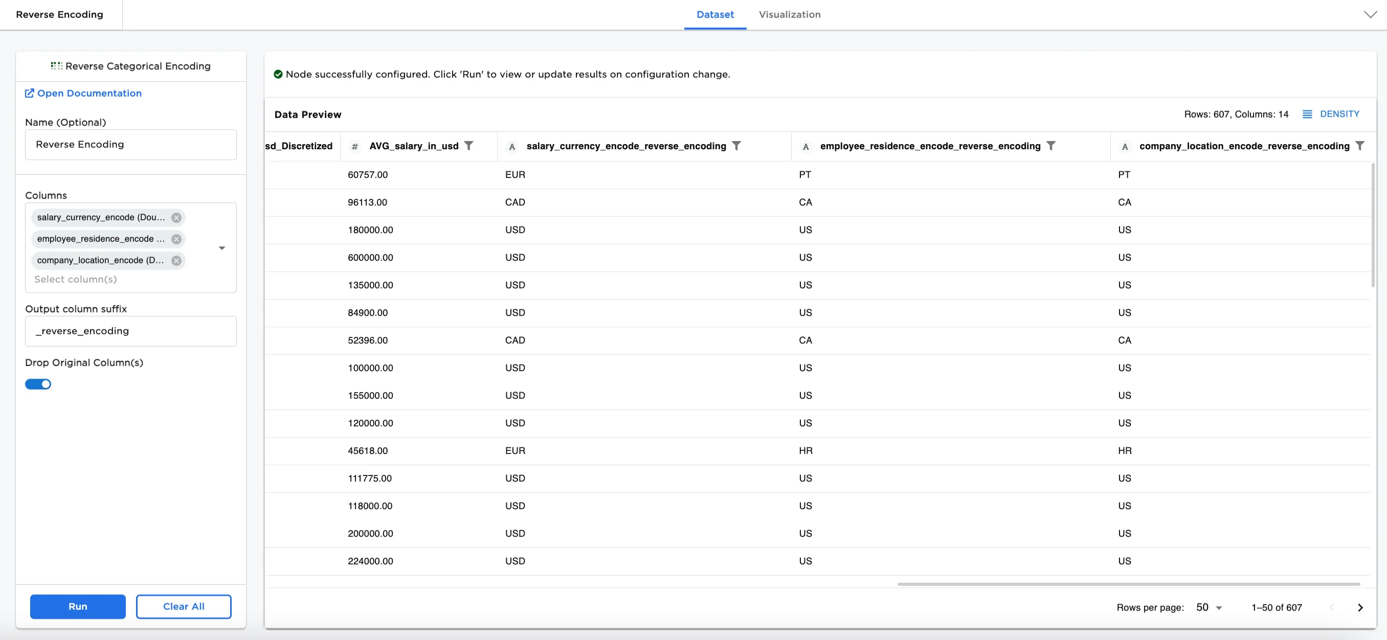 Example output dataframe