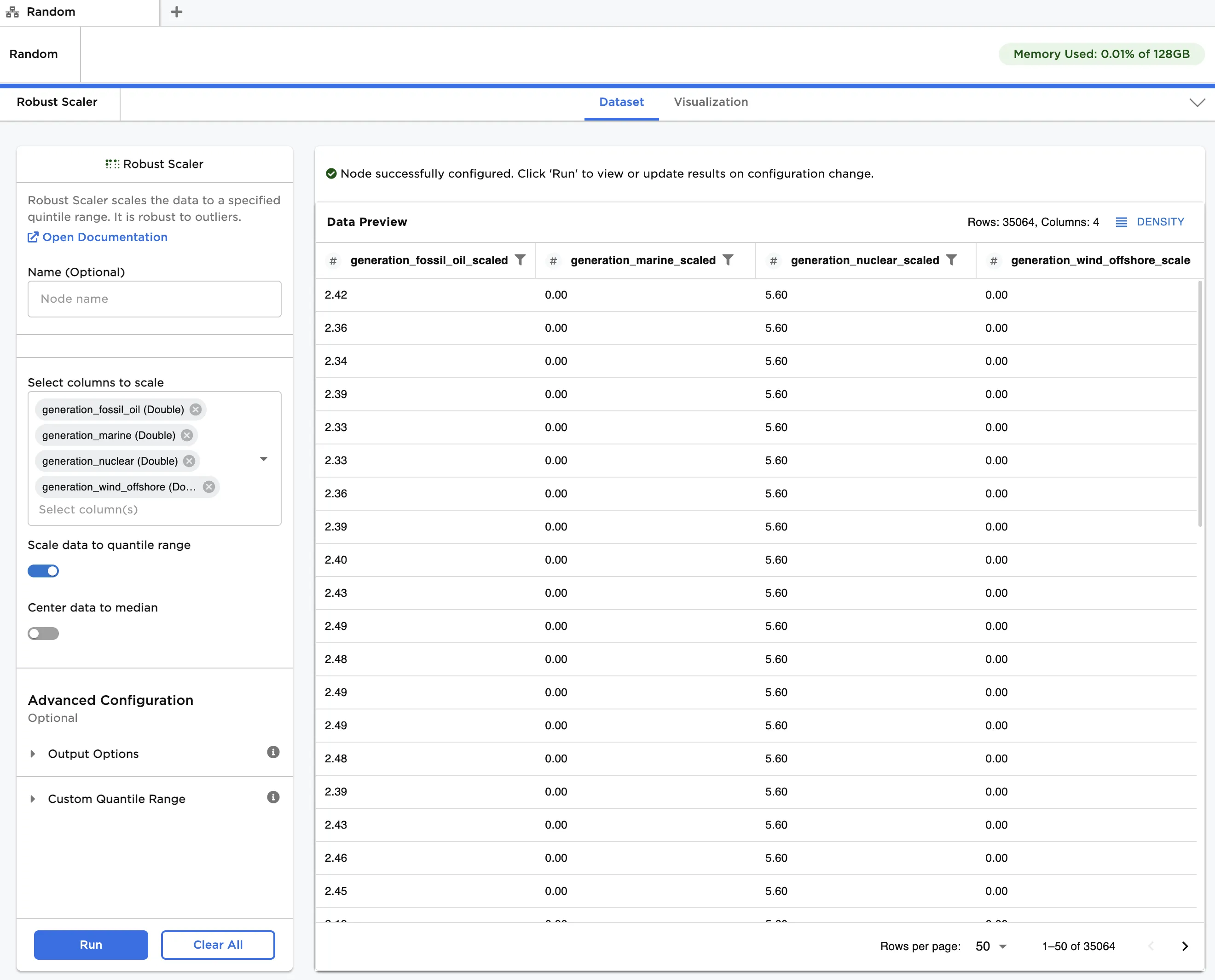 Example dataframe output