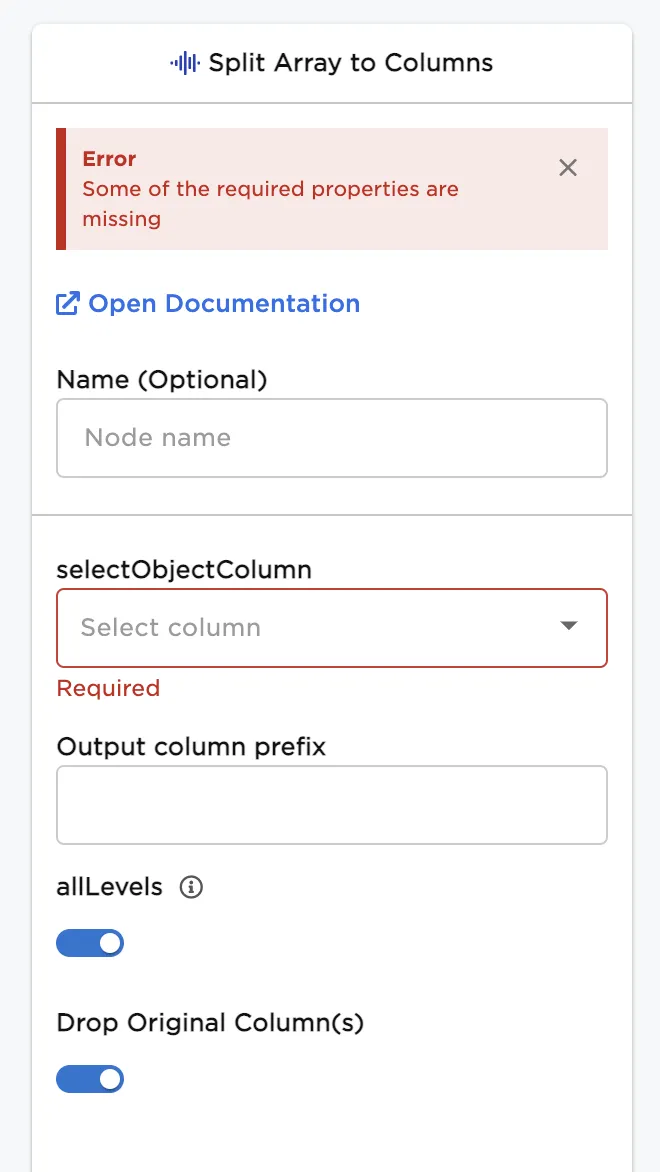 Configuration sidebar