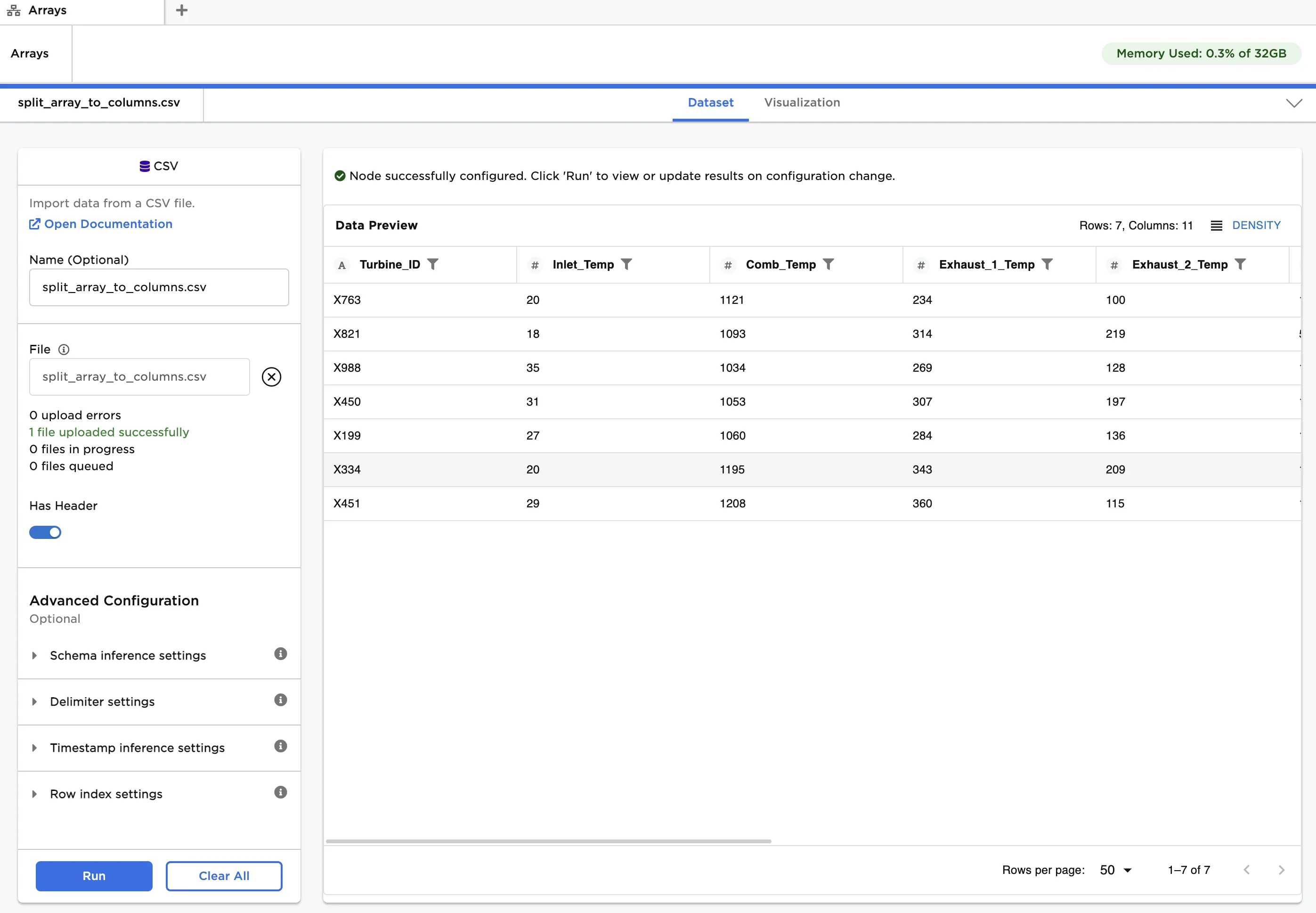 Example input data