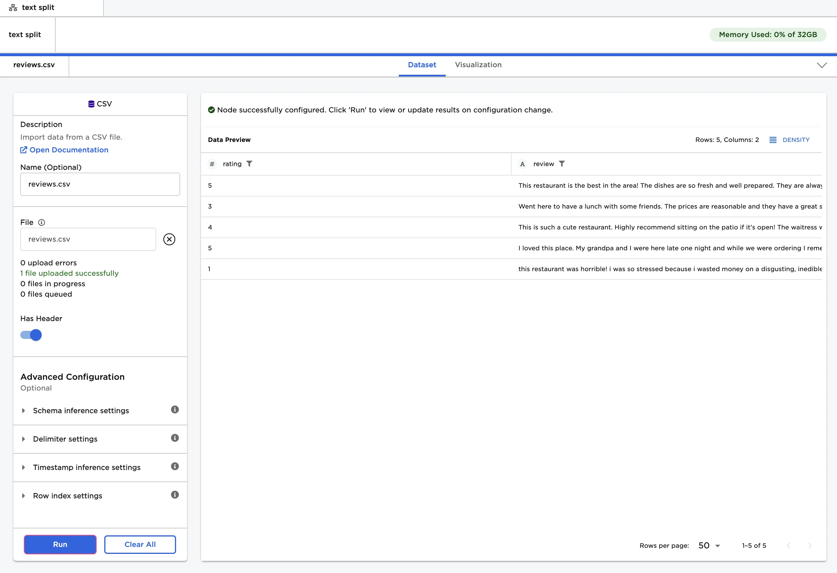 Example source data file