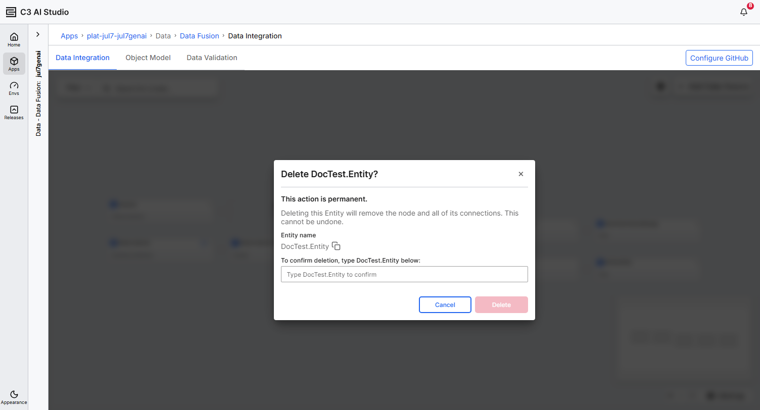 Delete entity confirmation dialog