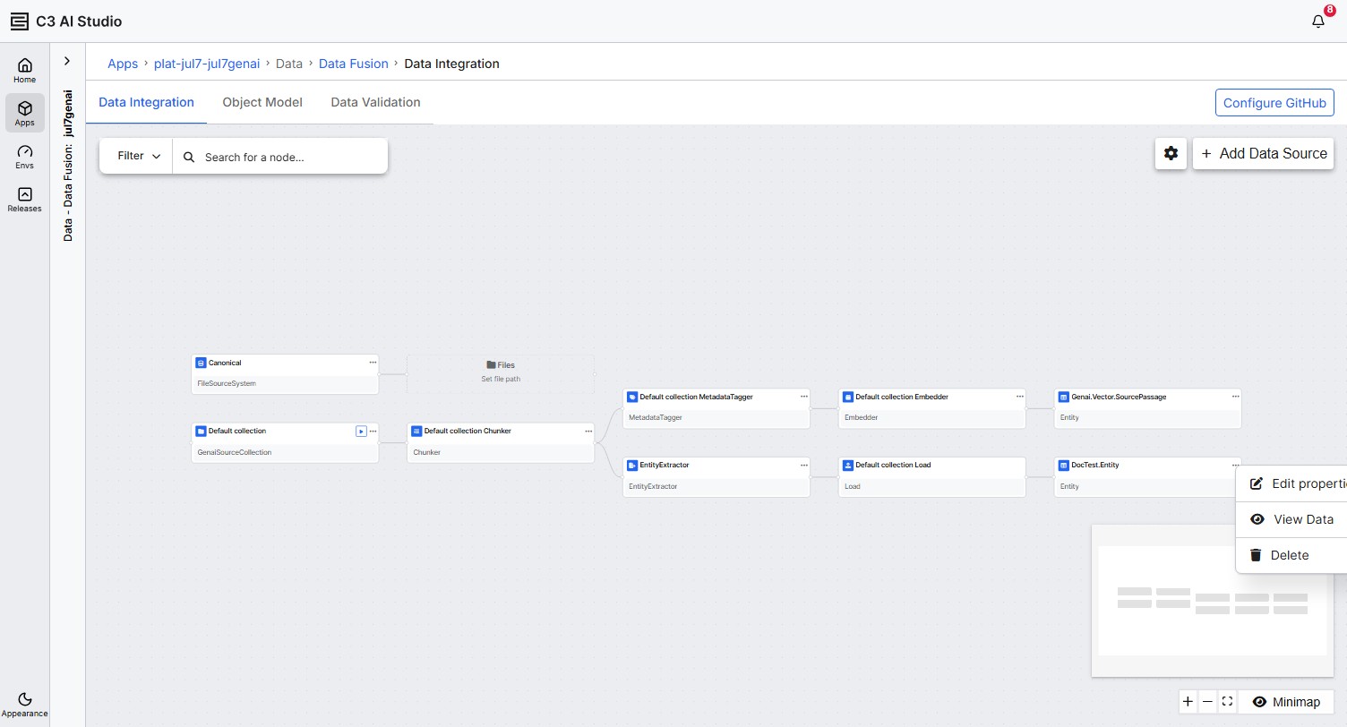 Entity node Open menu in Application Data Model mode