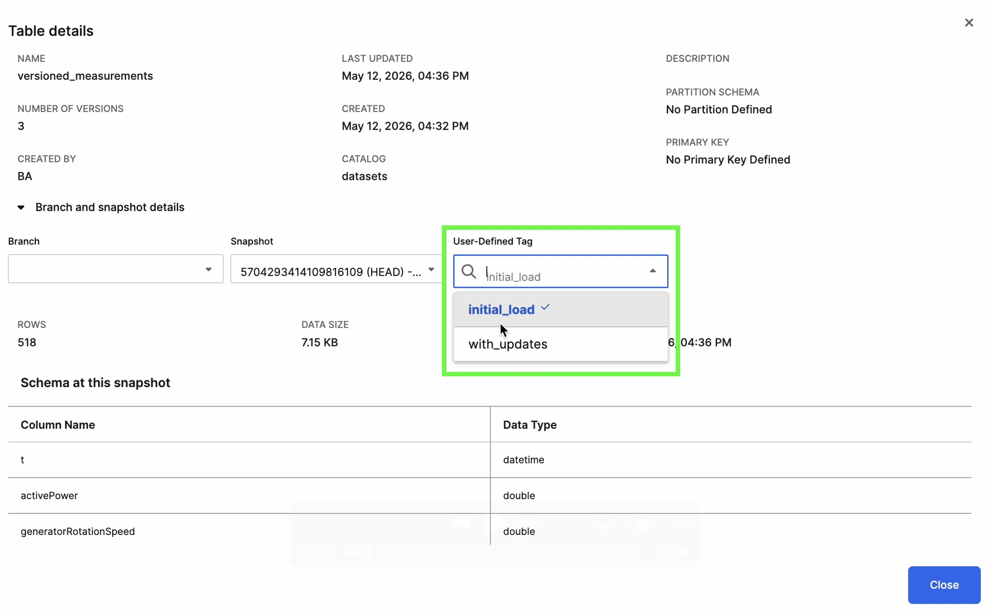 Snapshot User-Defined Tags