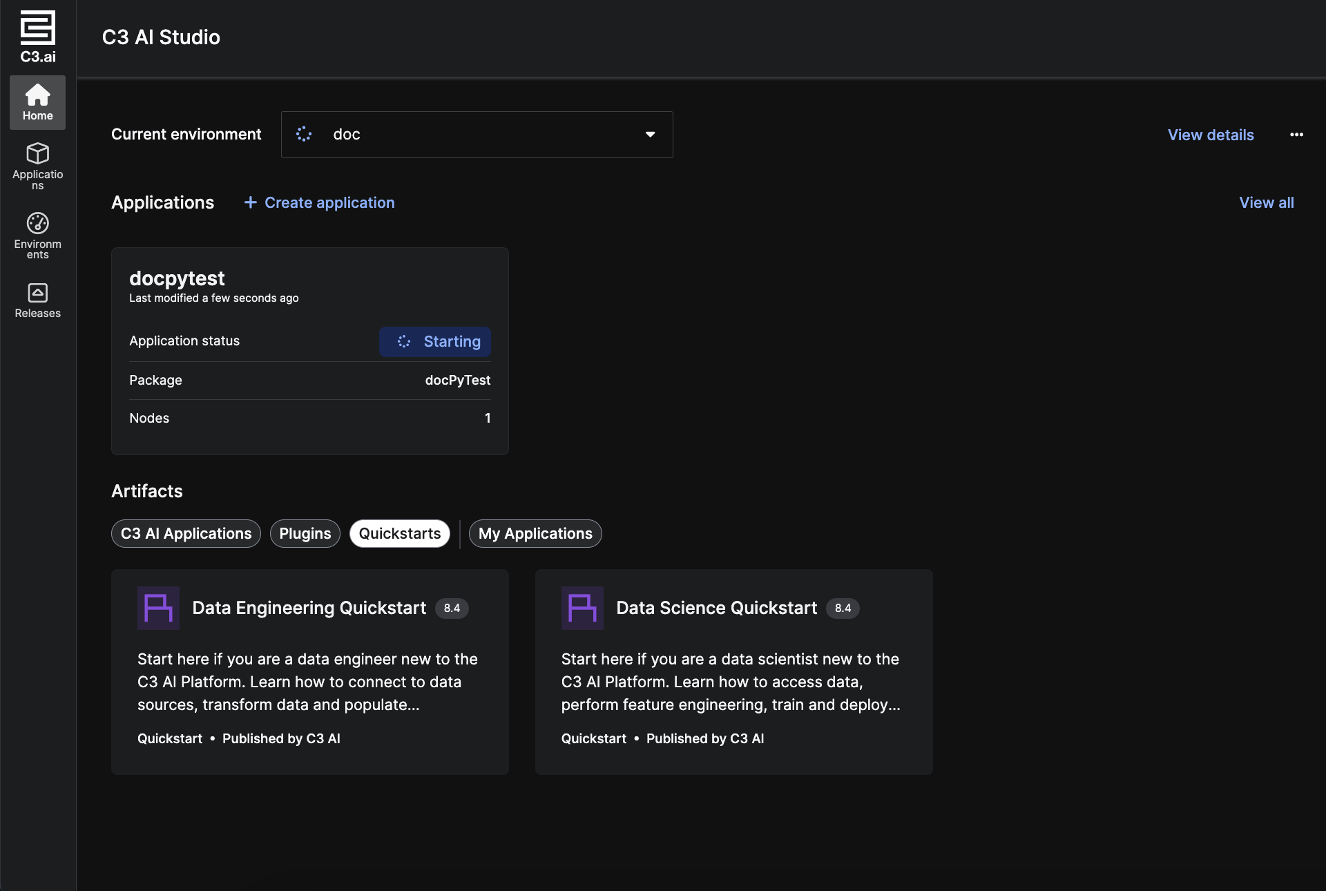 Studio homepage with tutorials