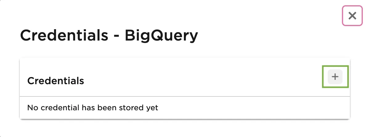 Add new BigQuery credential