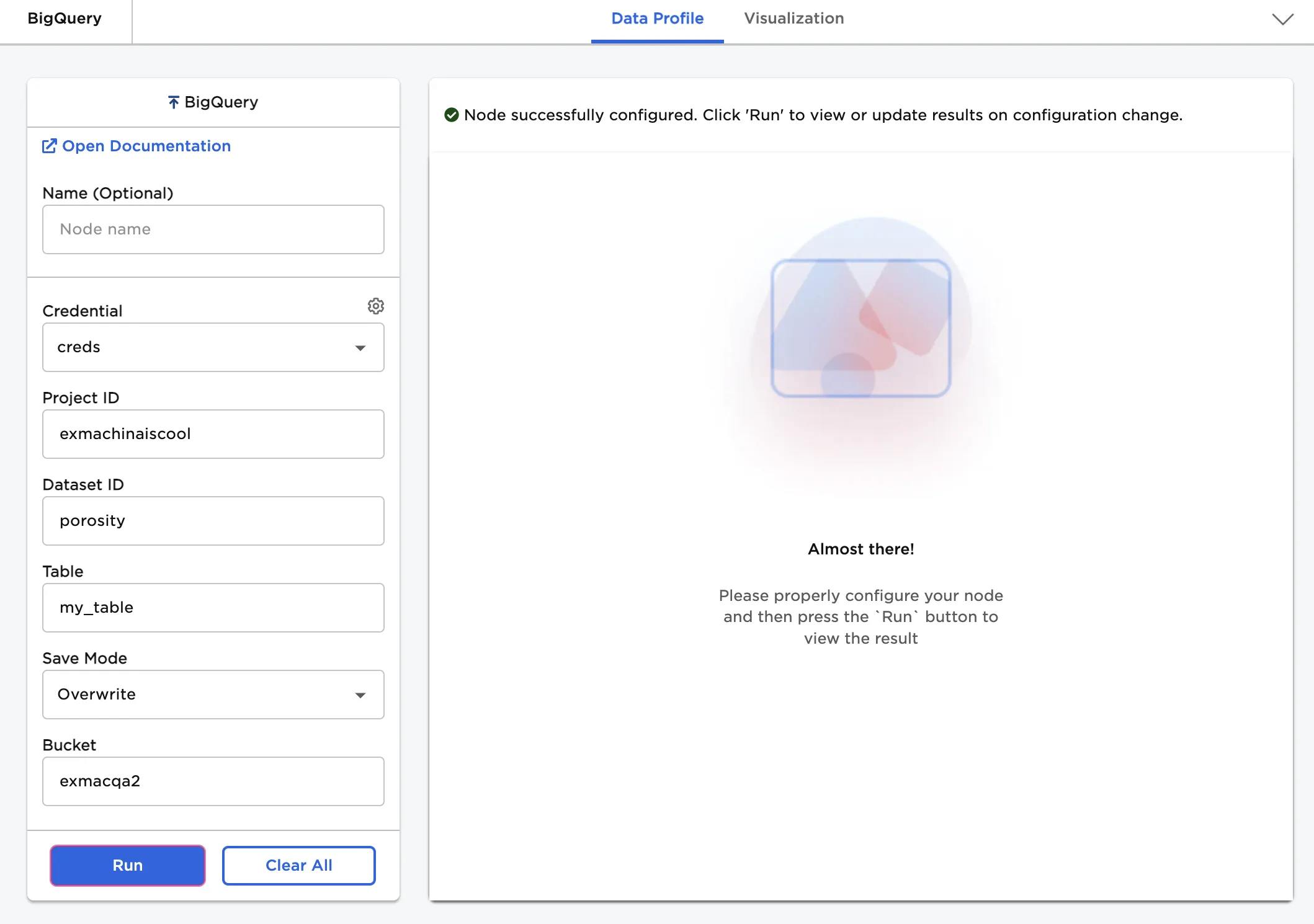 Example BigQuery output