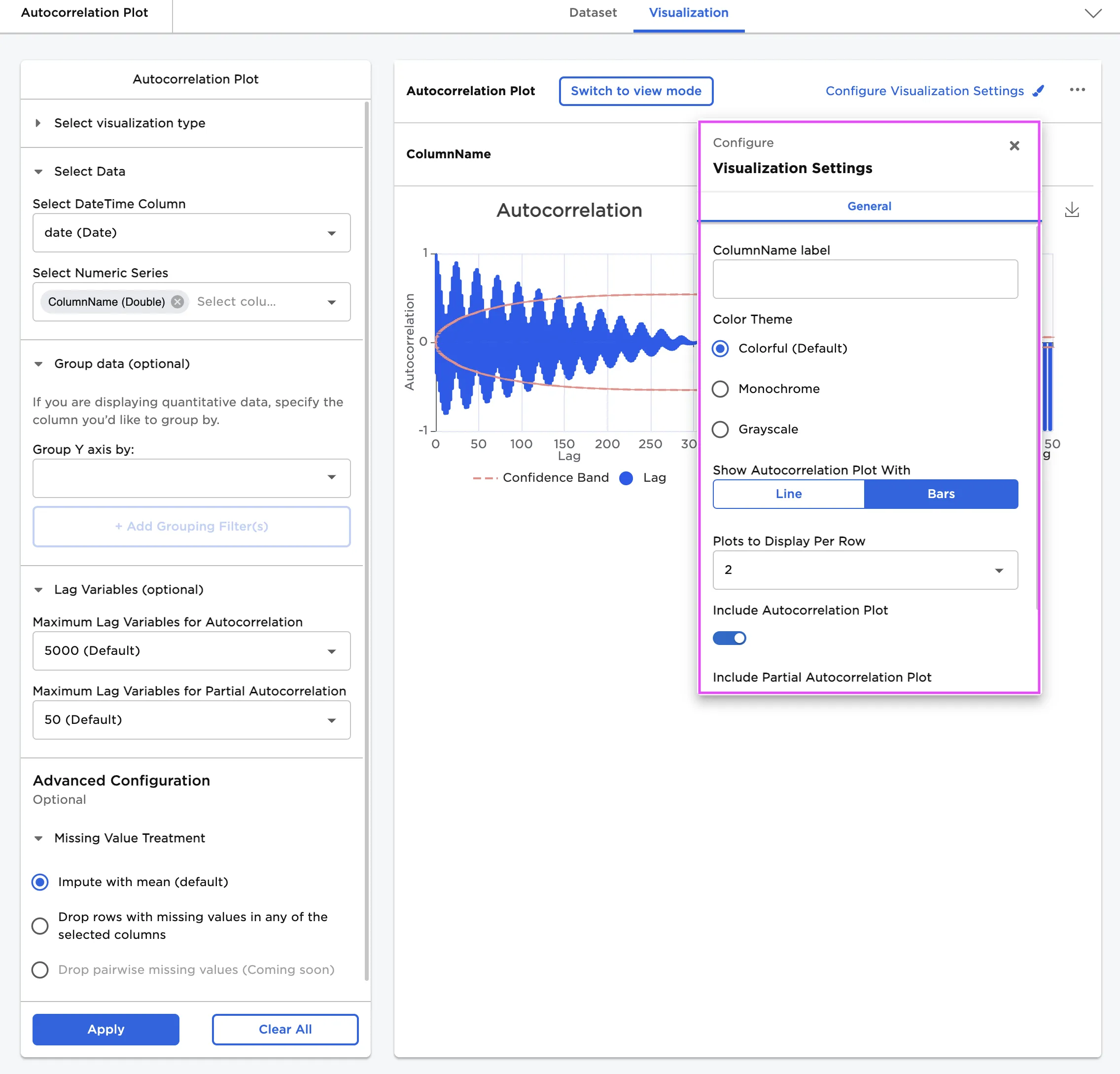 Configuration sidebar