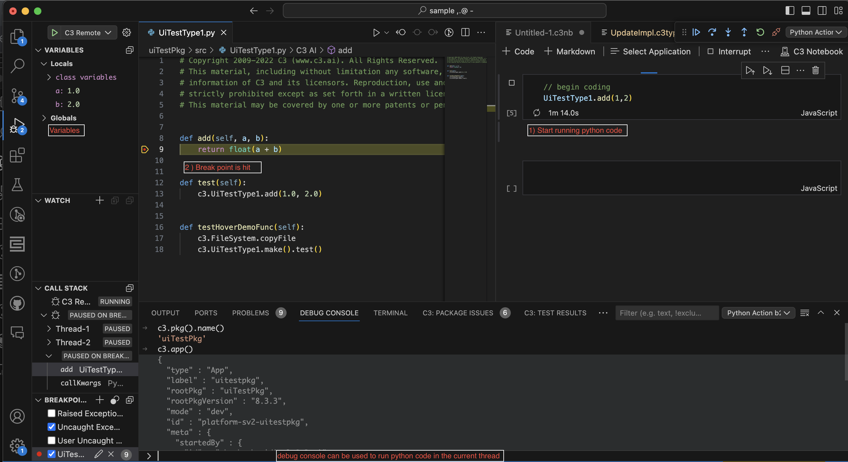 Hitting Breakpoints using notebooks