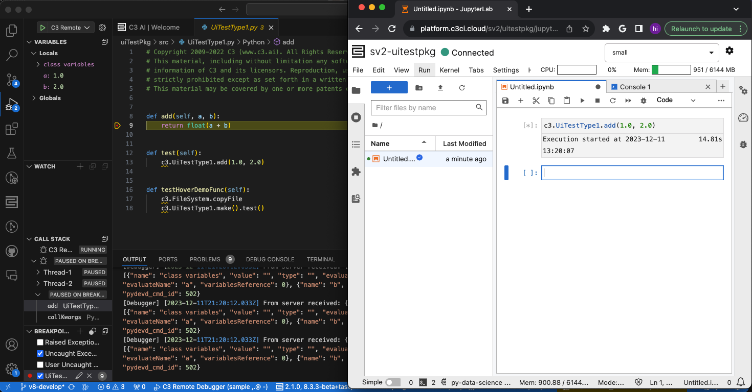 Hitting breakpoints through Jupyter