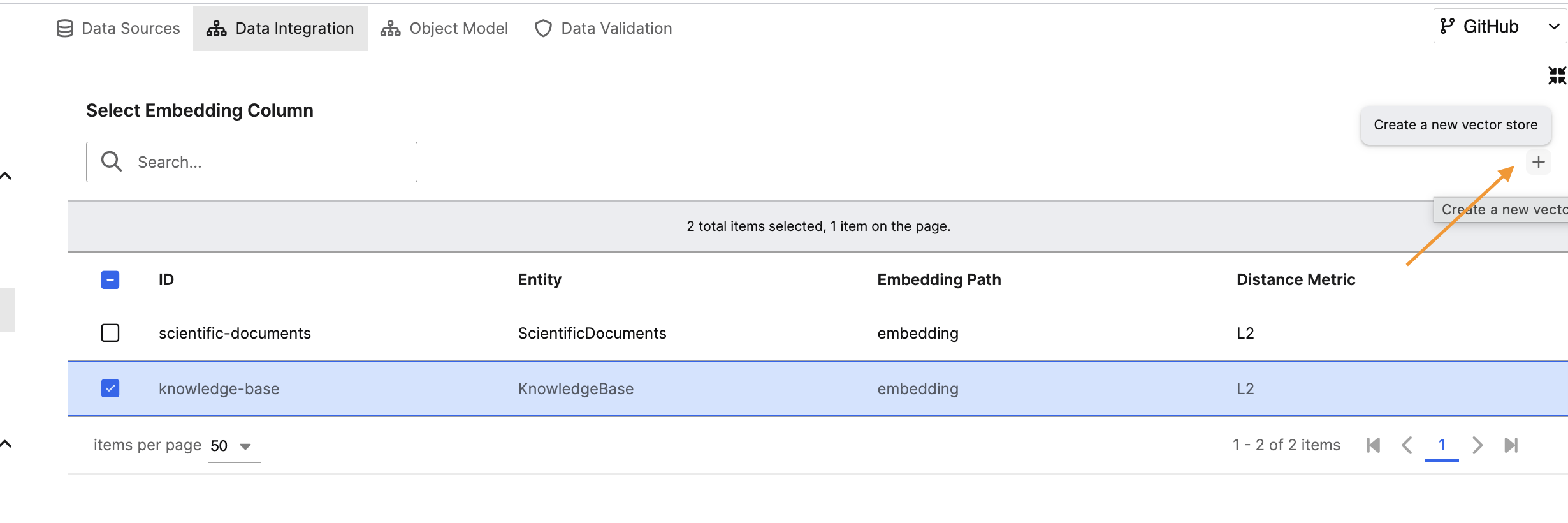 Create a new vector store
