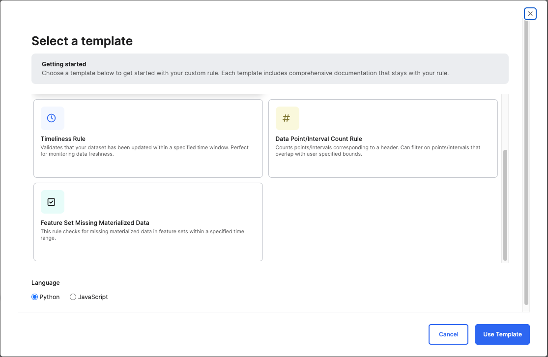 Templates for Data Validation