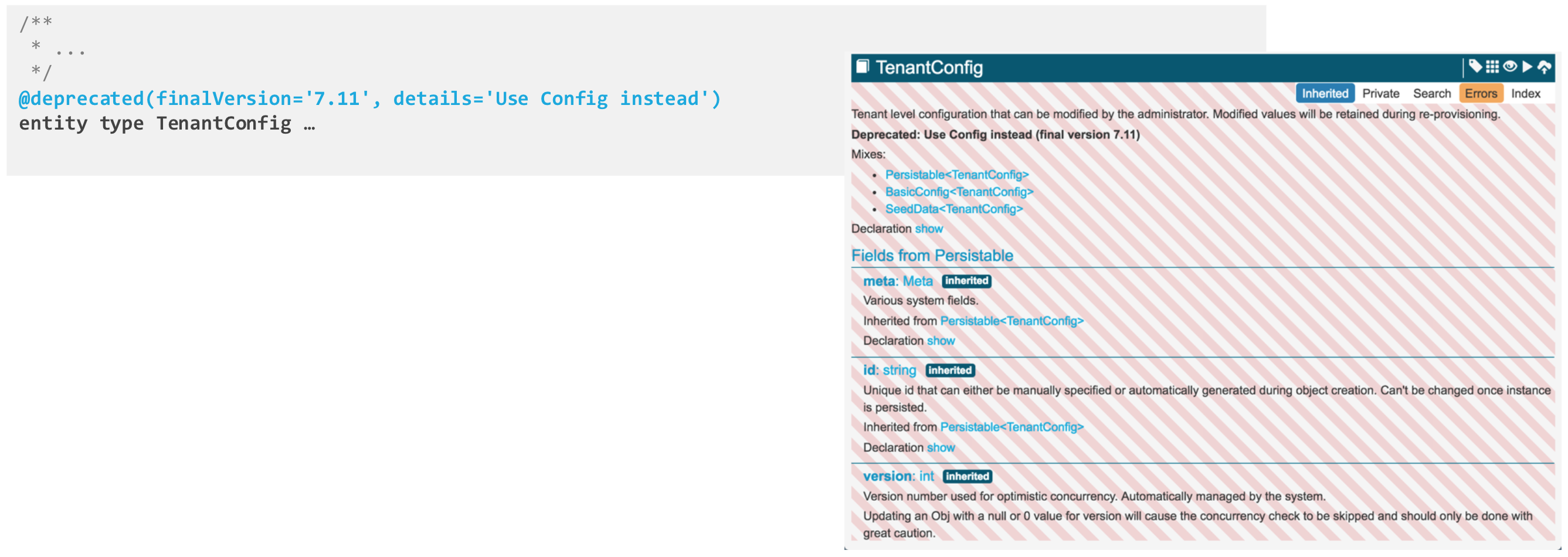 deprecated annotation field