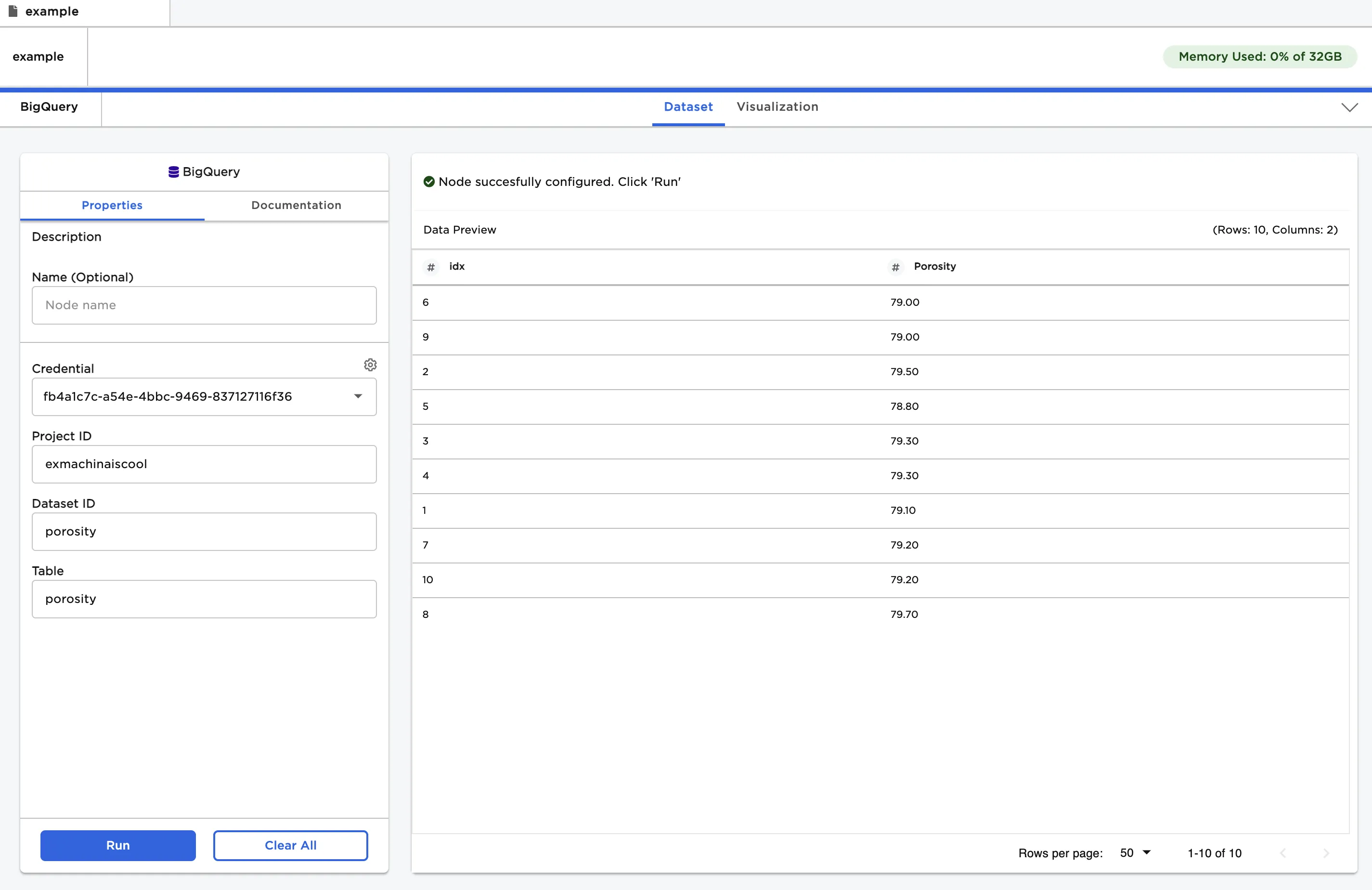Example dataframe output