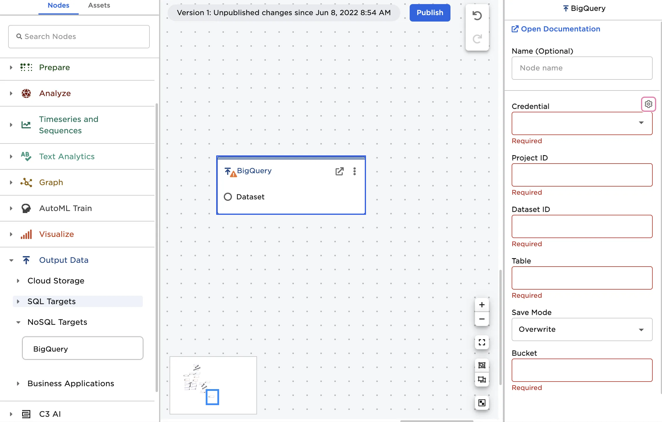 BigQuery credential settings