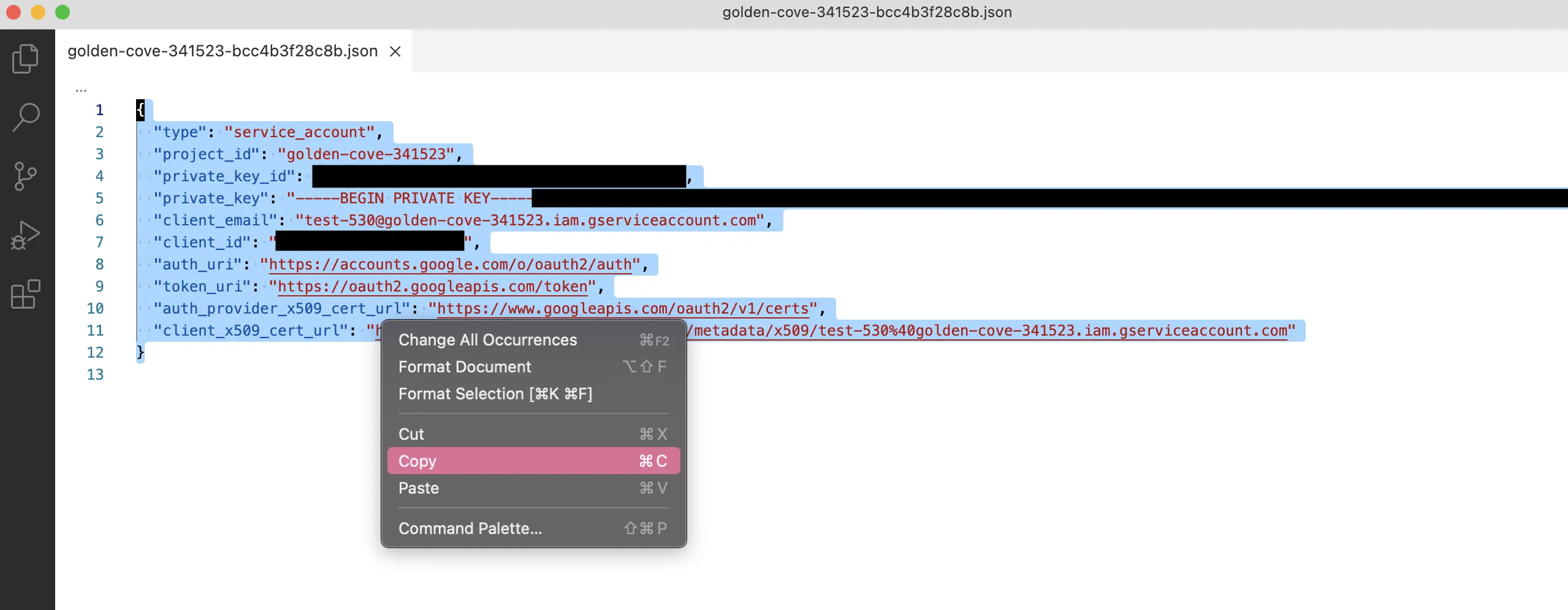 Copy JSON key content
