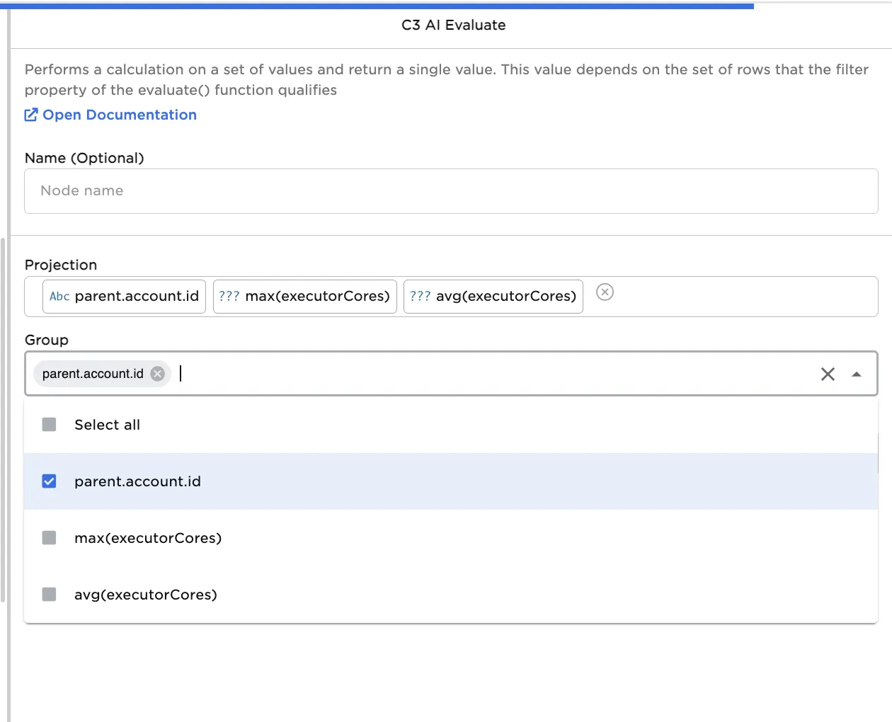 Example evaluate group config