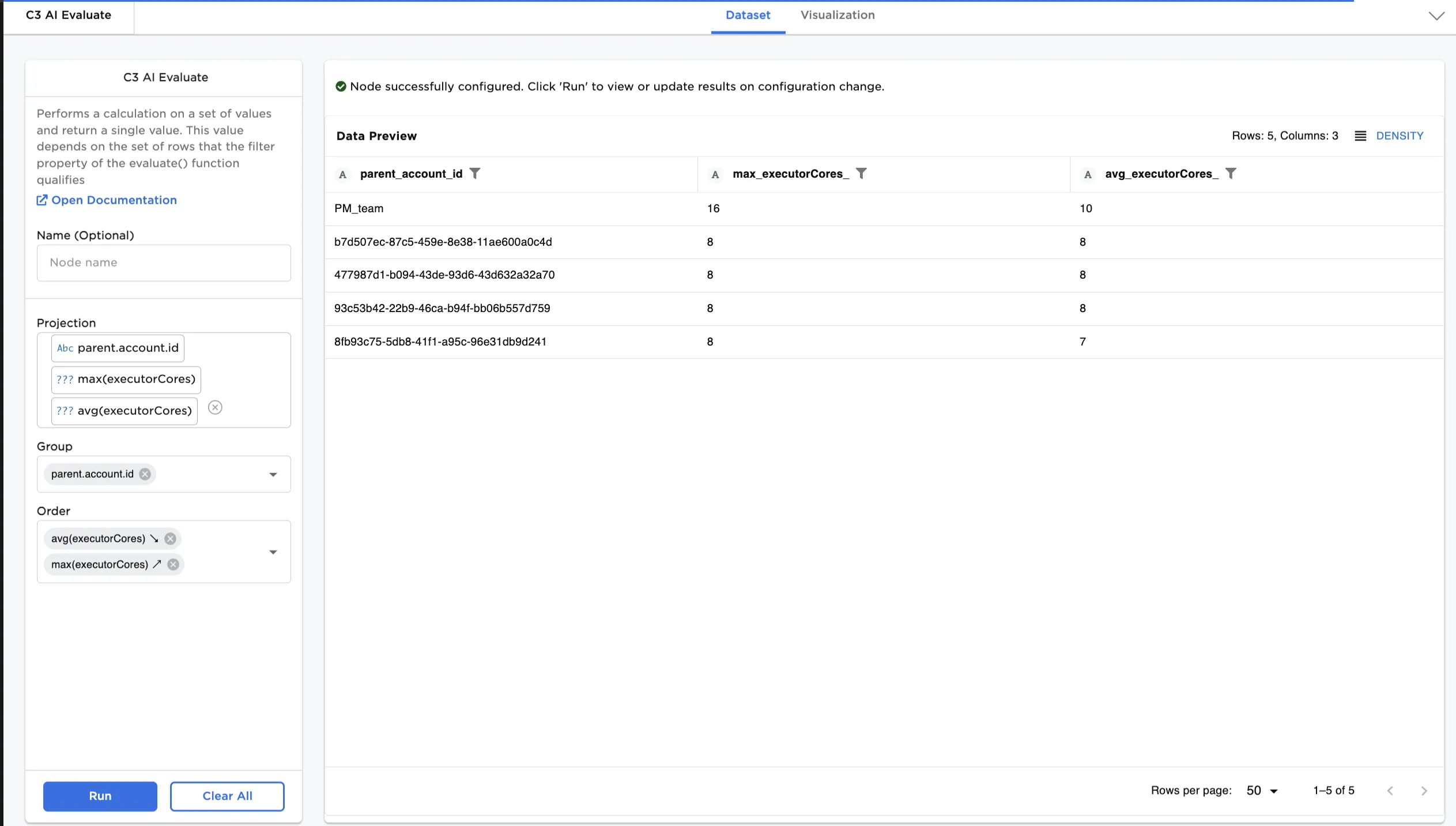 Example evaluate results
