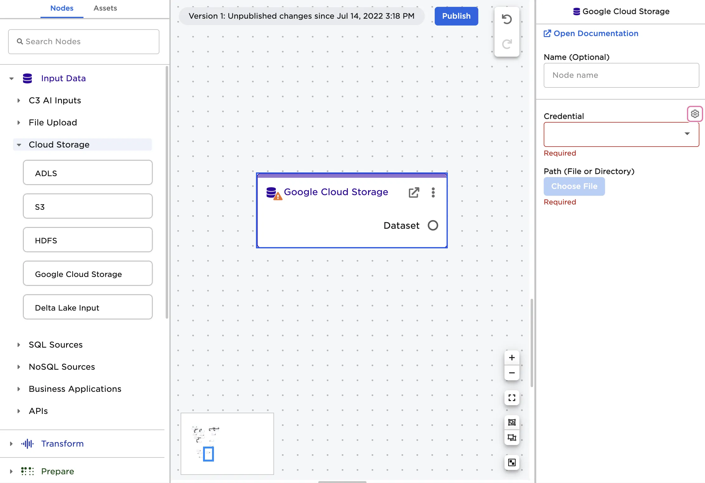 GCS credential settings