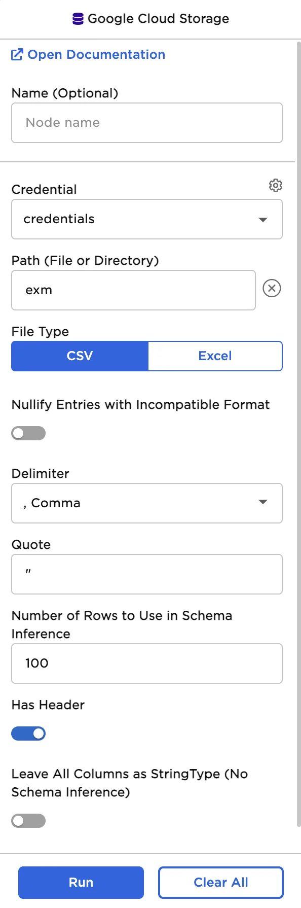 All configuration fields