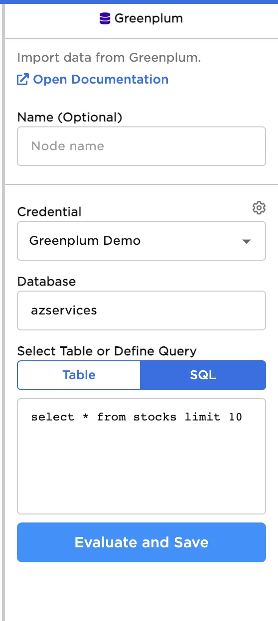 Greenplum SQL query configuration