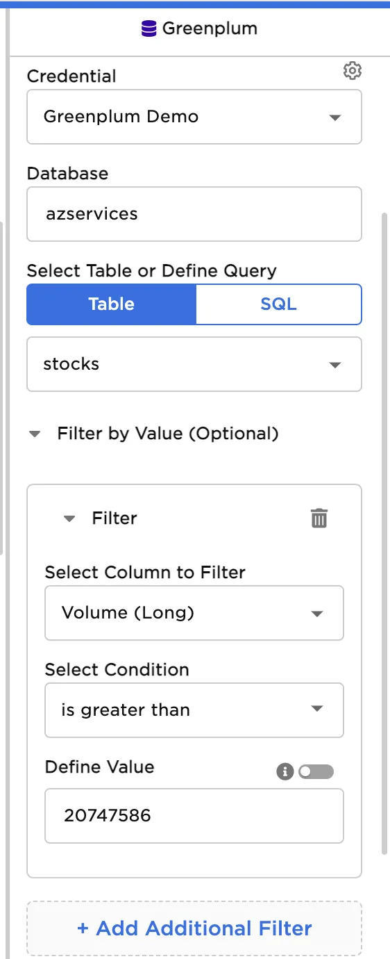 Greenplum filter configuration