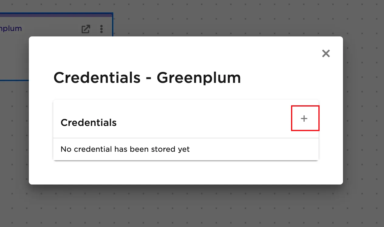 Adding Greenplum credentials - step 2