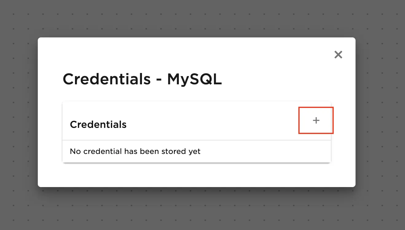 Adding MySQL credentials - step 2