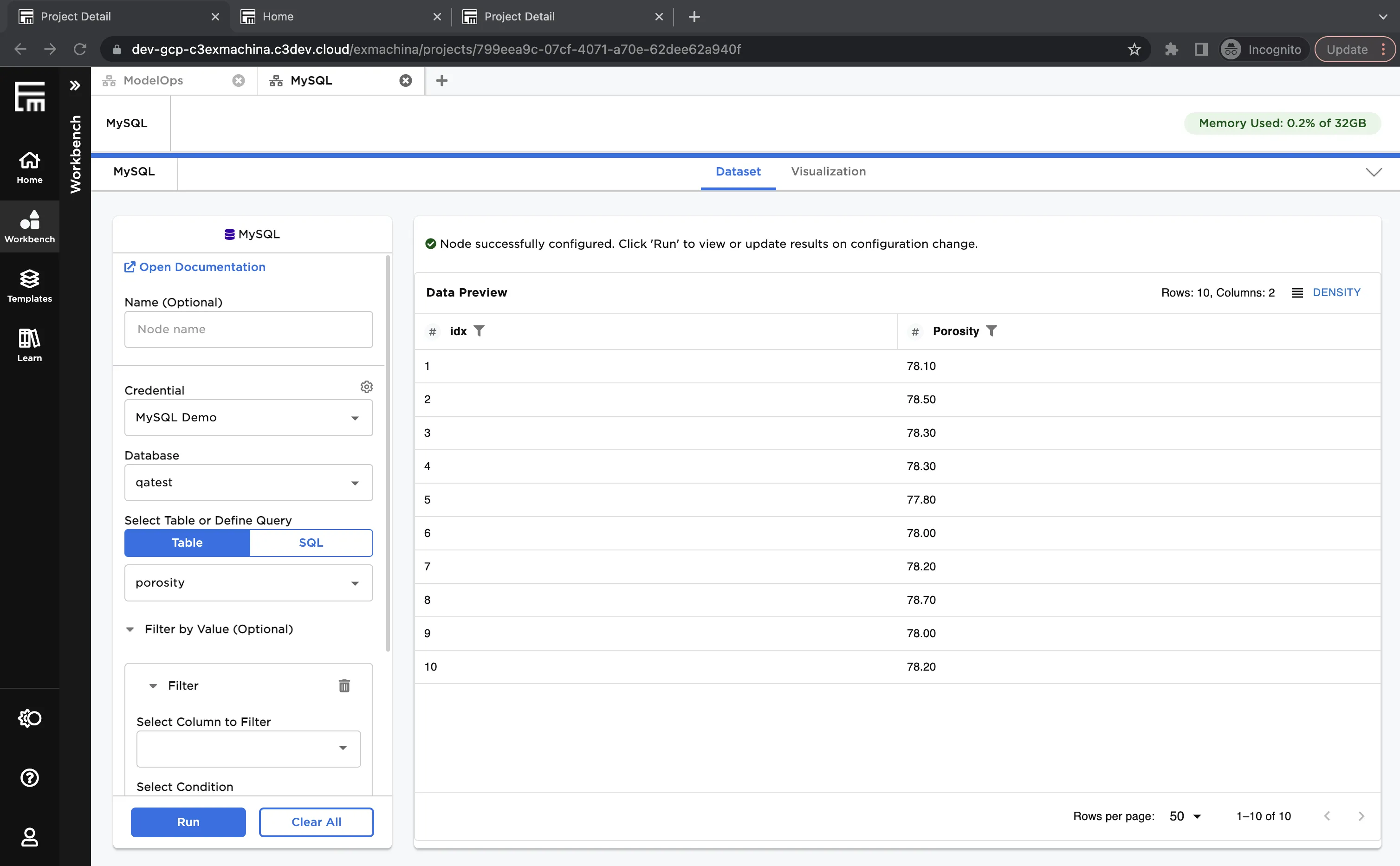 Example dataframe output