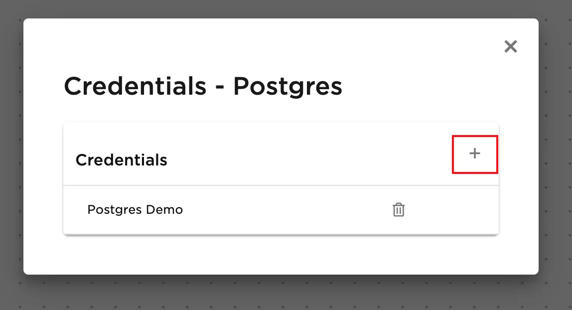 Adding Postgres credentials - step 2