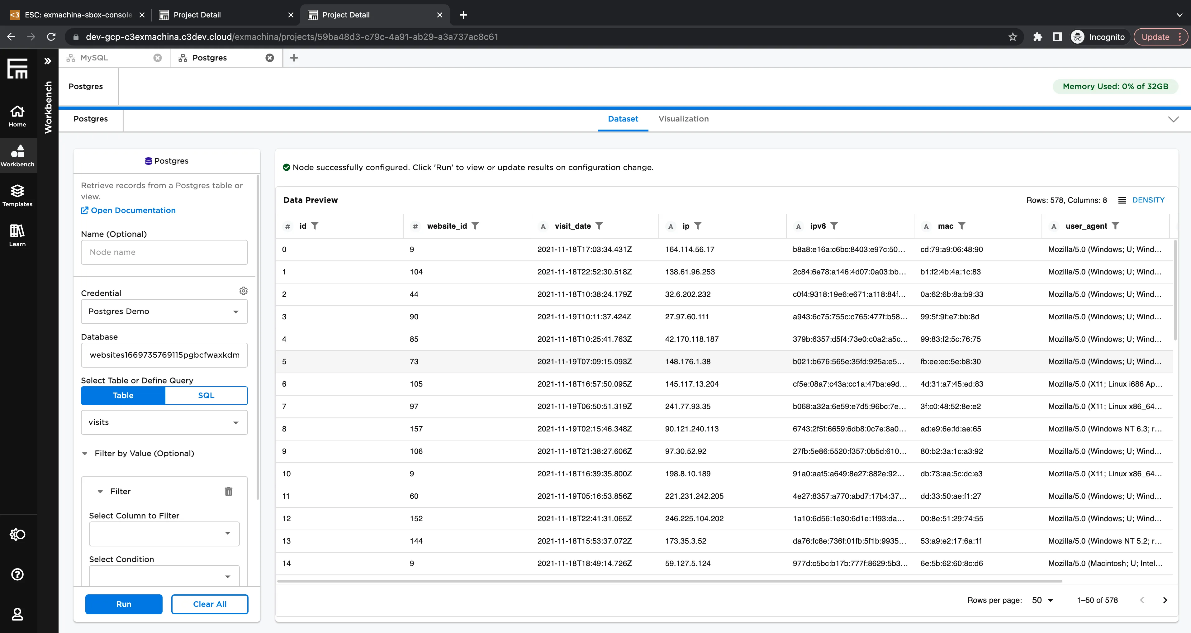 Example dataframe output