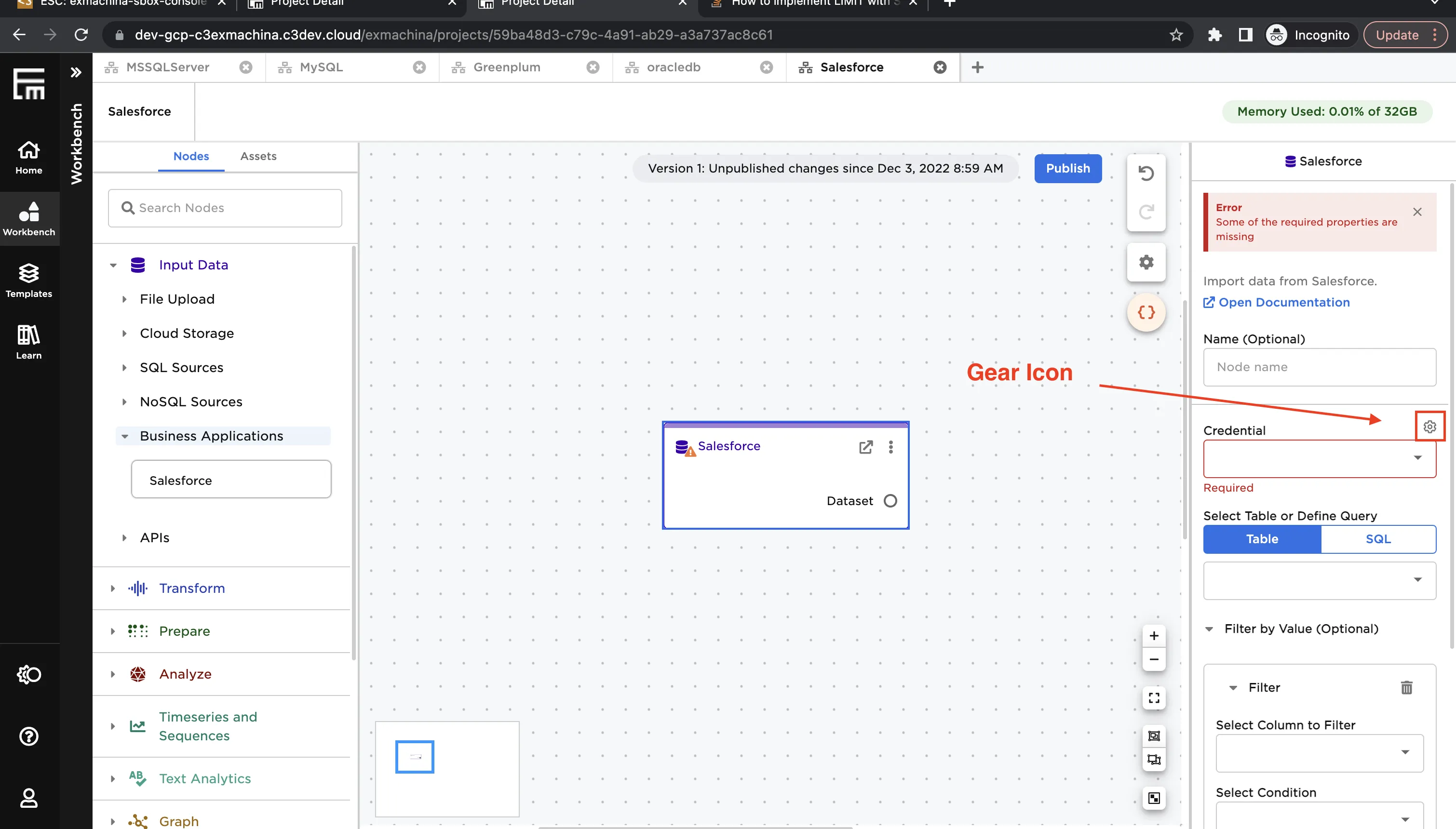 Salesforce credential settings